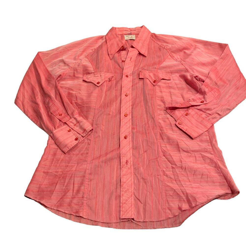 Vintage 40s Men’s Western Wear Cowboy Long Sleeve Button Up Shirt XL Tails 17/34
